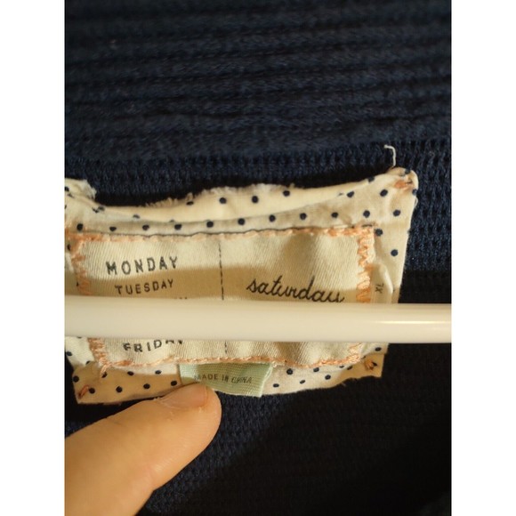 Saturday Sunday XL Women's Peplum Button Sweater Blue Textured Boho Anthro - Picture 7 of 11